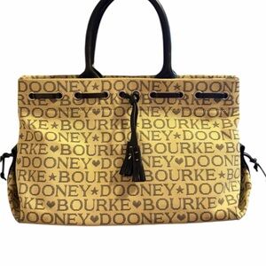 Dooney & Bourke Signature Tan and Black Satchel